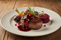 Hertenbiefstuk met rodewijnsaus